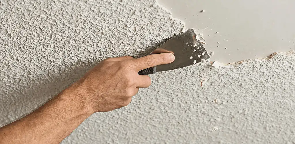 Popcorn ceiling removal scraping off textured ceiling finish in Indianapolis, IN