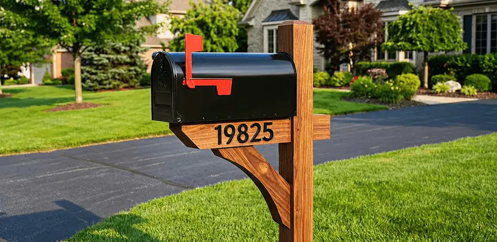New mailbox installation with post and address number for a home in Indianapolis, IN